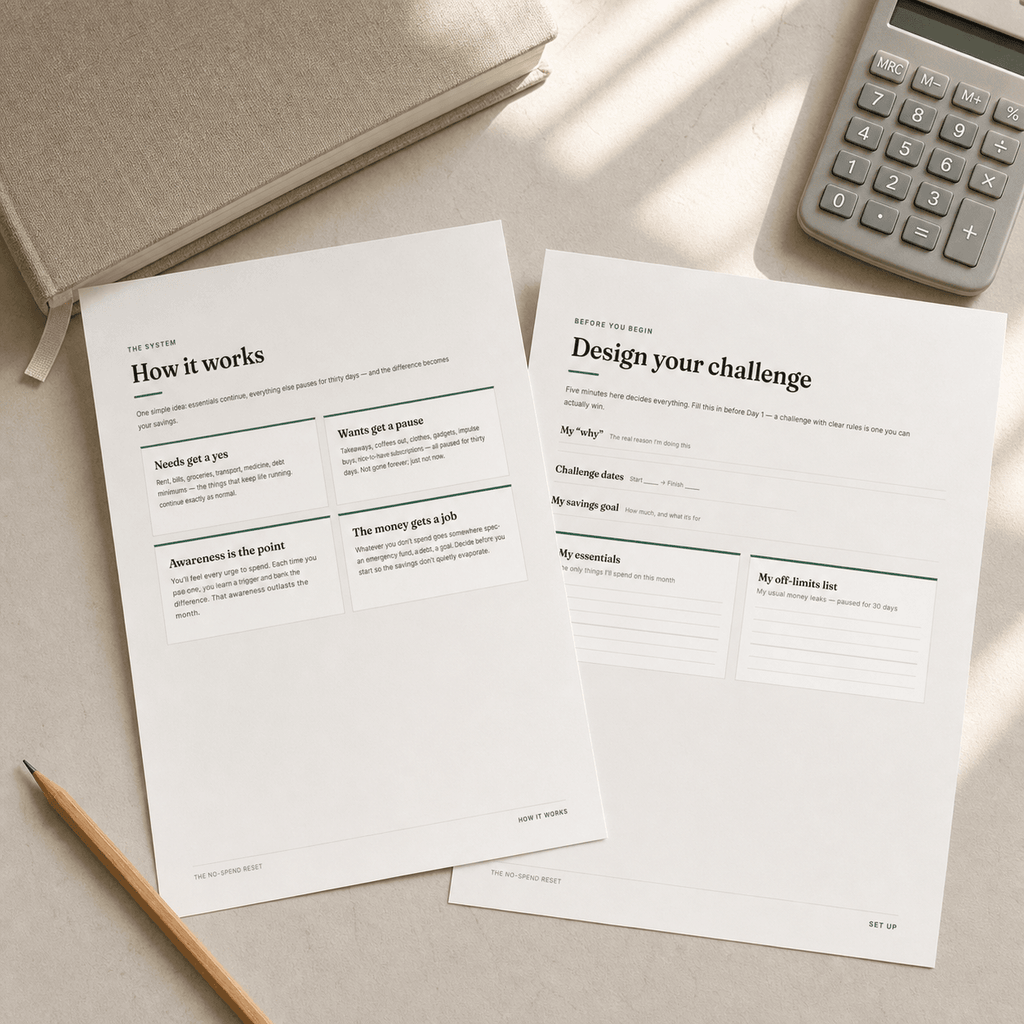 The No-Spend Reset — 30-Day Workbook