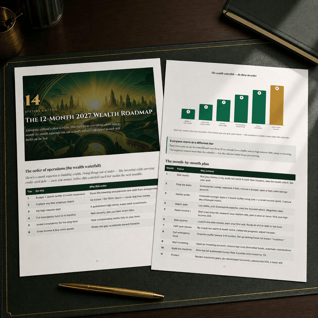 Become Wealthy in 2027 — PDF Guide + Excel Trackers