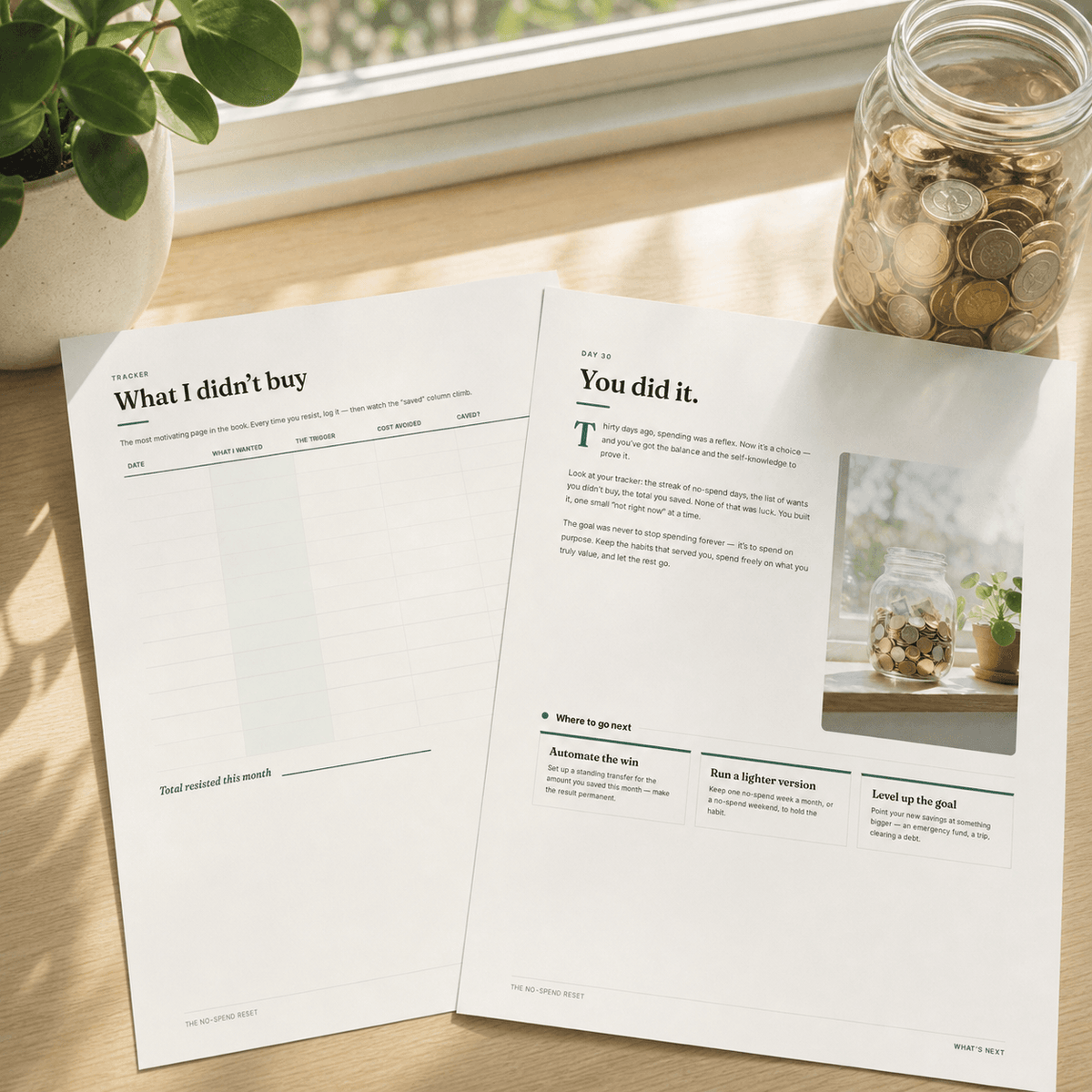 The No-Spend Reset — 30-Day Workbook